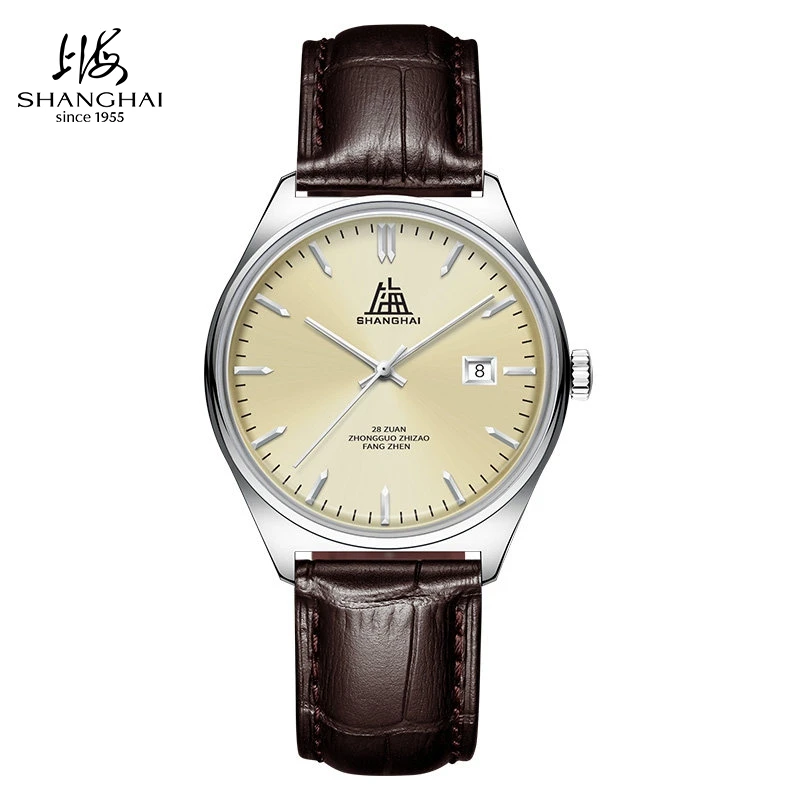 Shanghai Watch Re Edition 7120 Automatik-Herrenuhr, Saphirglas, Datum, 39mm, Klassische Mechanische Uhr, Lederarmband S5100