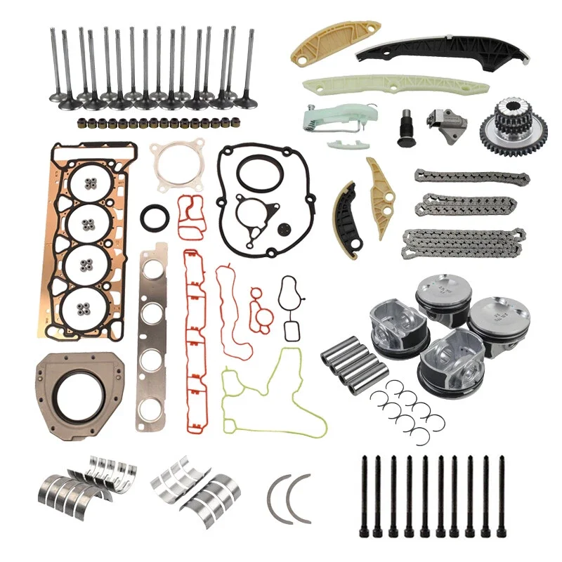 AP01 4x Pistons 21mm & Timing Chian Kit 06H105209AQ For Audi VW Jetta GTI A4 Passat Q5 2.0 TSI
