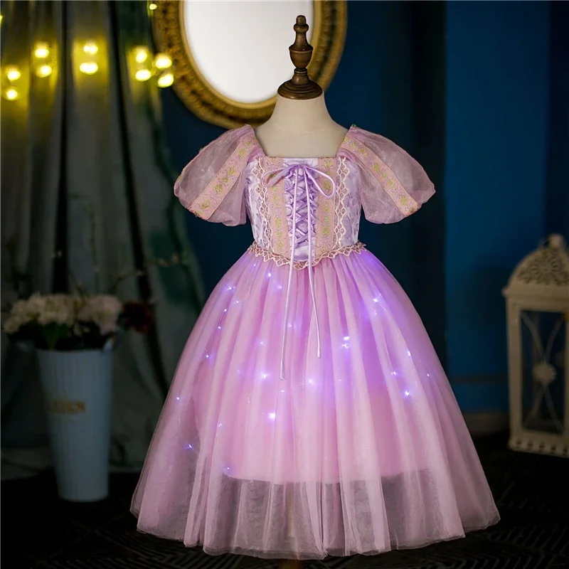 Girls Rapunzel Princess Dress Fancy Kids Birthday Carnival Halloween Party Cosplay Costume Summer Children Outfit Clothes@0Z*