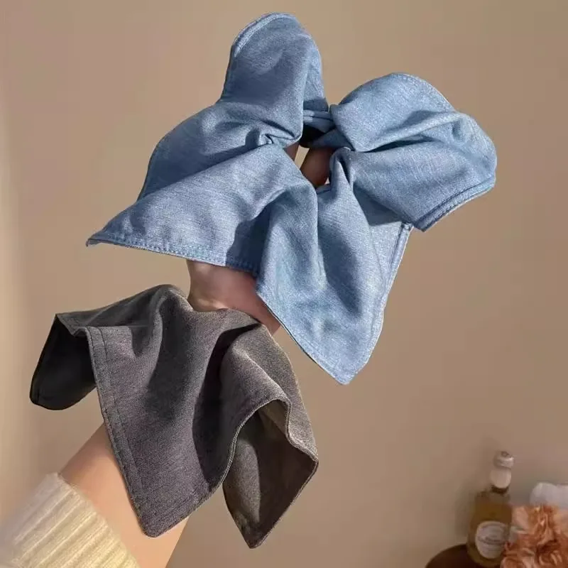 

Denim Large Square Hair Scrunchies Elastic Hair Bands Women Girls Oversize Rubber Hair Ties Hair Rope Headbands Hair Accessories