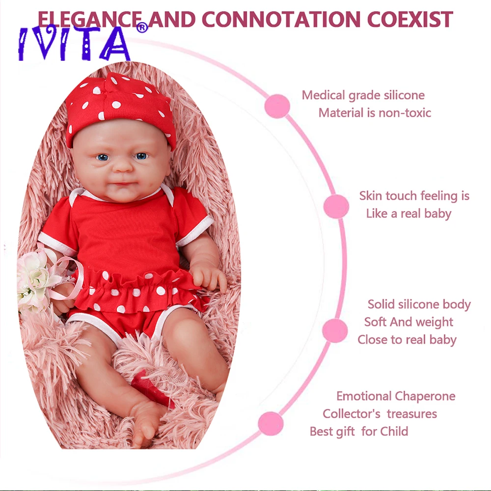 IVITA Versand aus Spanien: 100% Vollsilikon Reborn-Babypuppen, Lebensecht Bemalte Realistische Neugeborenen-Babypuppen Spielzeug – Detail 4