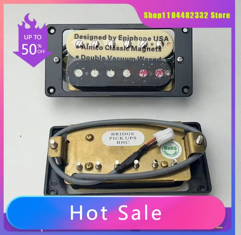 متجر H X Shop--"لاقط جيتار هامبوكر مزدوج الملف - مع حزام أسلاك 1V1T و2V1T (لجيتار الكهربائي Les Paul/SG/DIY)"