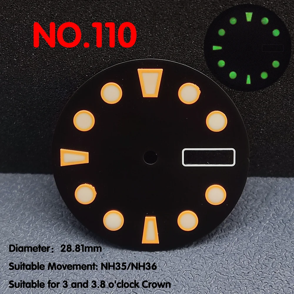 Сменный циферблат NH35/NH36 для часов, двойной циферблат с календарем 28 мм, настраиваемый логотип