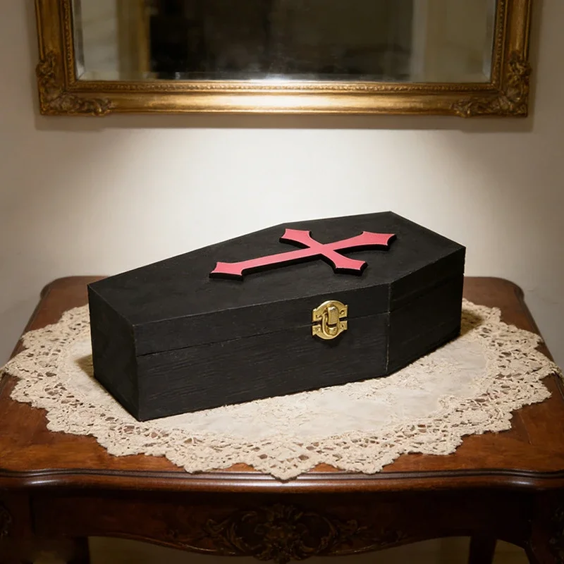 Big Size Wooden Storage Box Halloween Decorative Souvenir Coffin Jewelry Storage Multifunctional Grocery  Souvenir