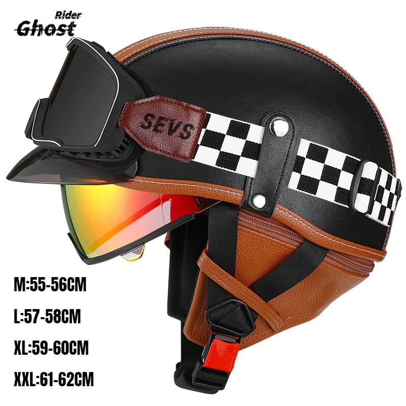 

Ретро-шлем для мотоцикла, полушлем, всесезонный, летний, эндоскопический защитный шлем для круизов и поездок