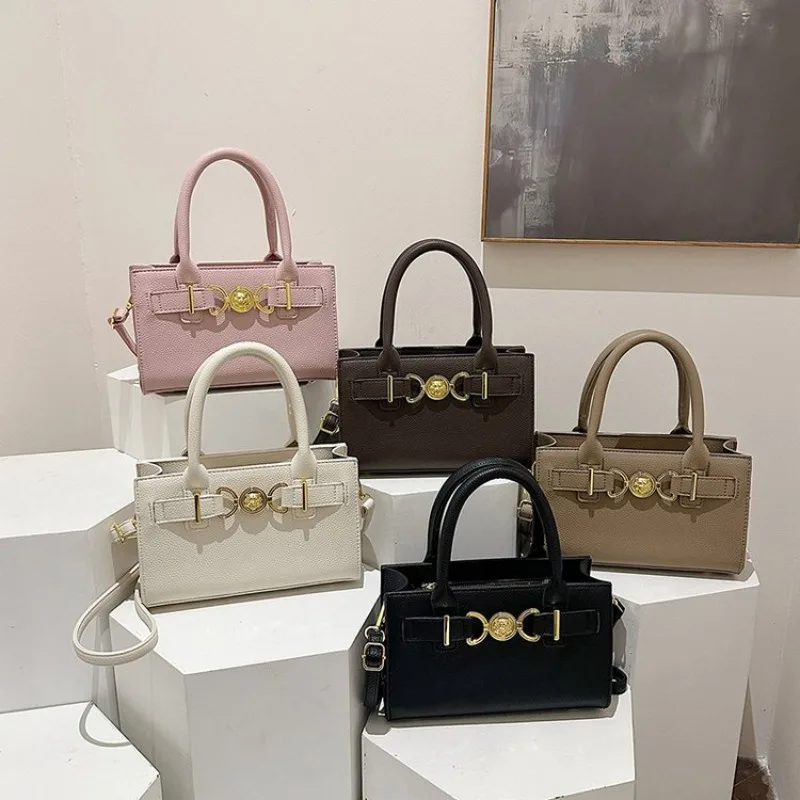 

Stylish High-End Diaper Bag Unique Retro Square Tote Fashionable Solid Color Shoulder Handbag Best Vintage For Women