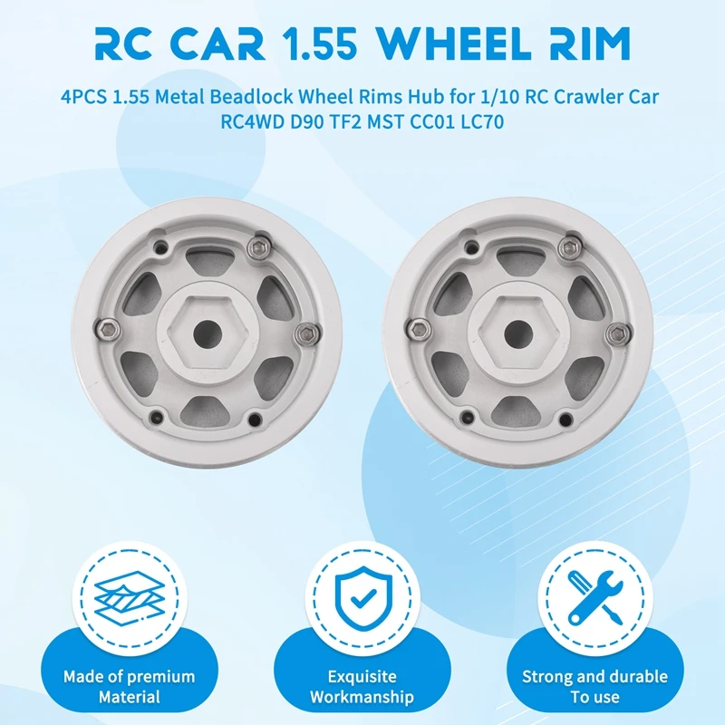 

4 шт. металлические диски-бэдлоки 1.55 для радиоуправляемых краулеров 1/10 RC4WD D90 TF2 MST Jimny Tamiya CC01 LC70 Axial 90069