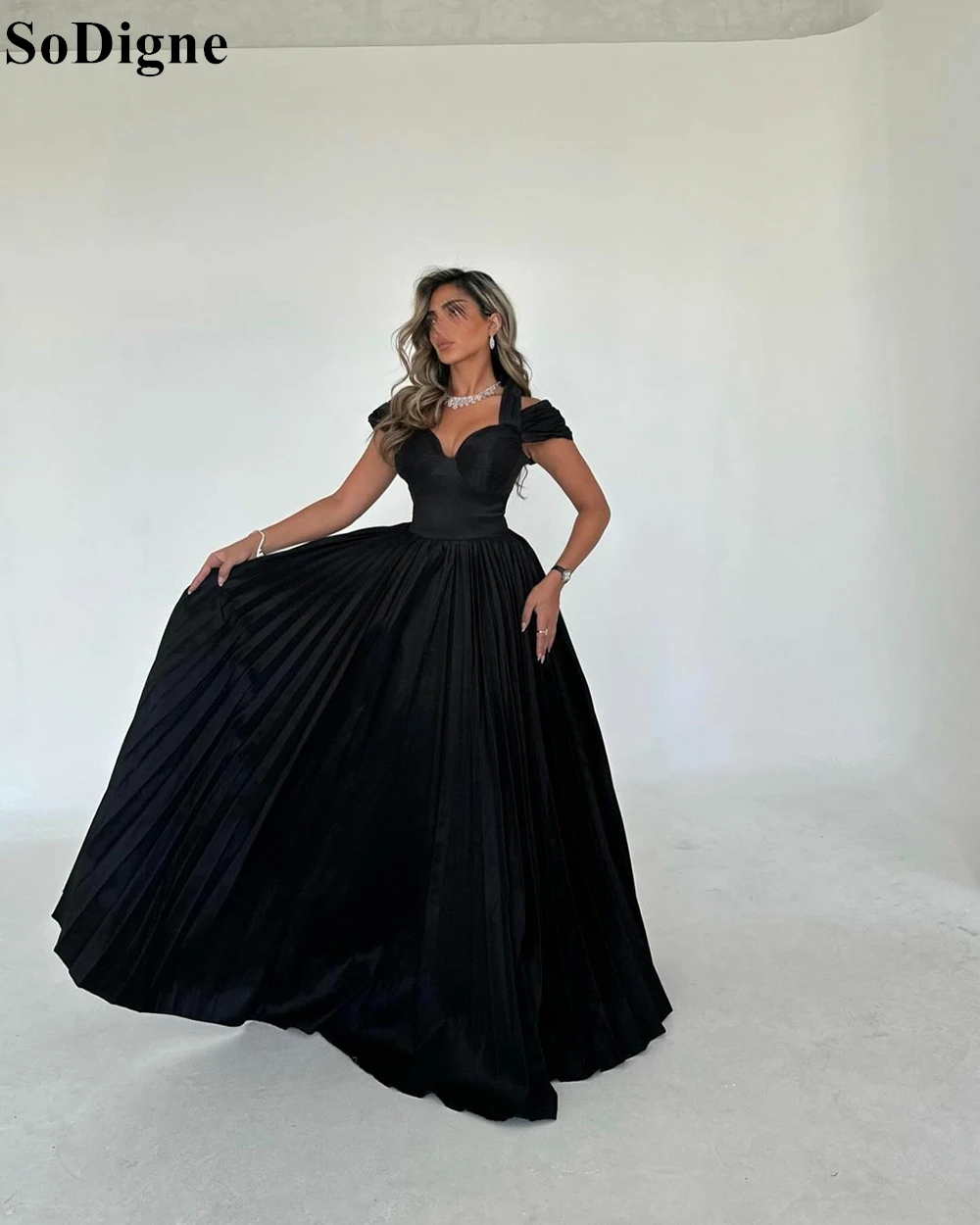 SoDigne-vestido de noche de corte en A para mujer, traje sin hombros, elegante, sin mangas, Formal, para fiesta, 2024