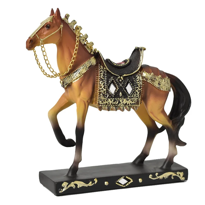 Elegant Resin Horse Statue with Base Artistic Horse Figurine Sculpture Home Shelf Display Decorative Ornament Home Decor