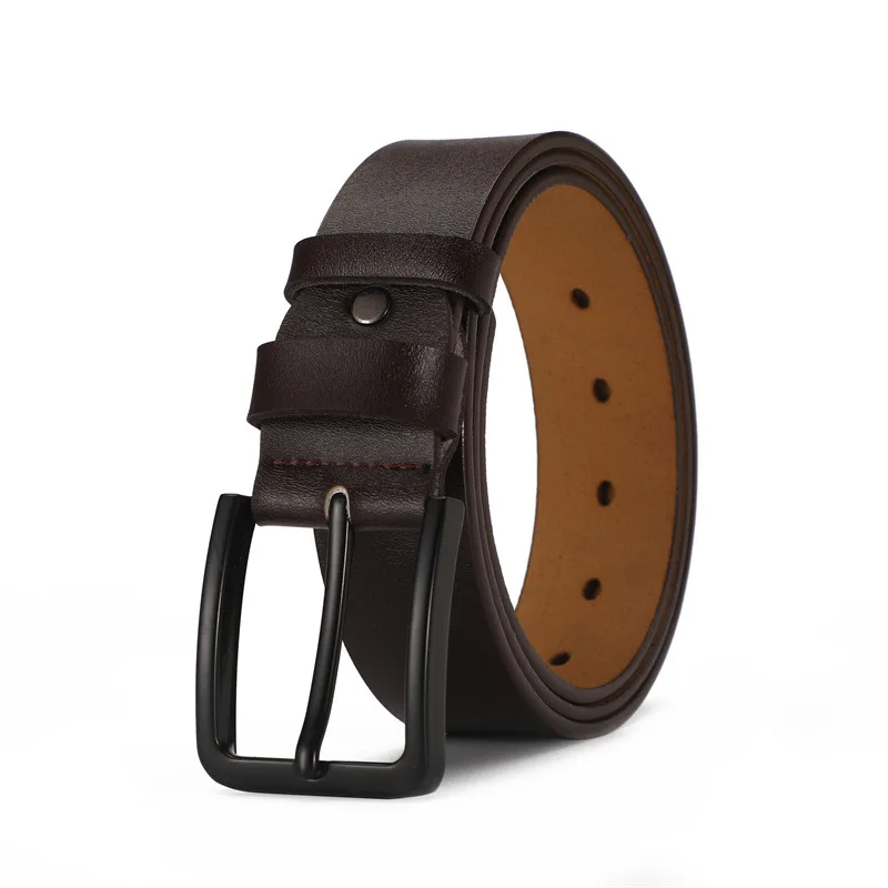 Ceinture en denim rétro à boucle à aiguille noire pour hommes, pur cuir de cercle, ceinture surdimensionnée étendue