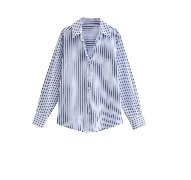 2024 new women's blouse Long sleeve lapel poplin shirt shirt