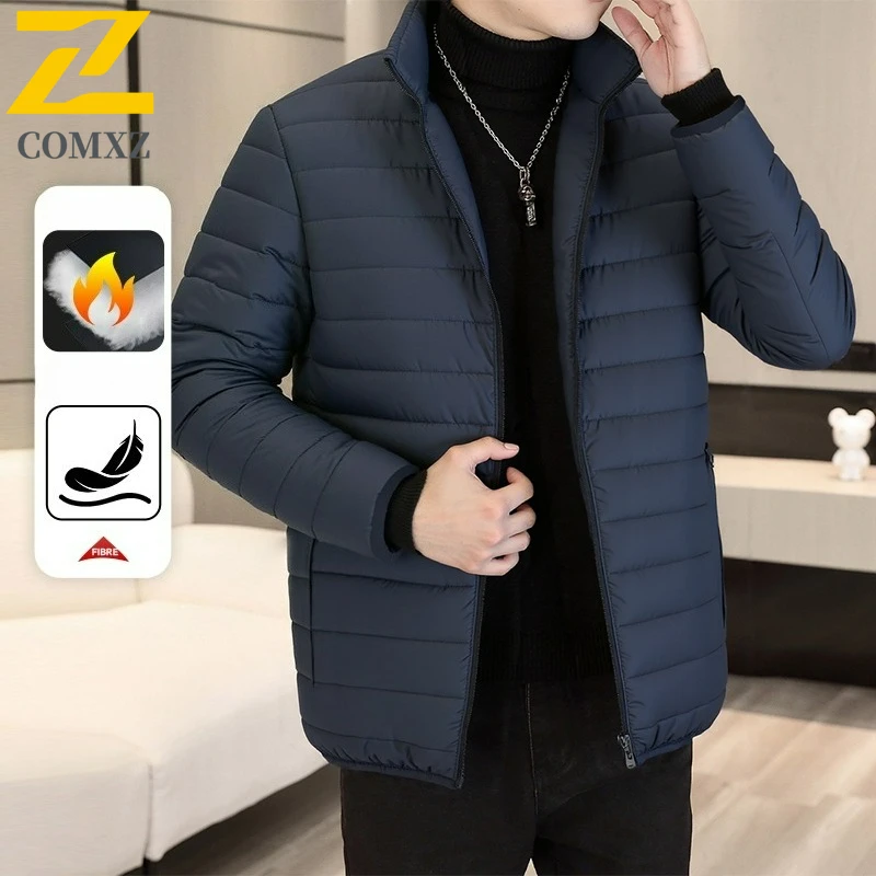 

2025 Autumn Winter Warm Parka Men's Fashion Classic Solid Color Thick Windproof Cotton-Padded Jacket Casual Office Puffer Coat