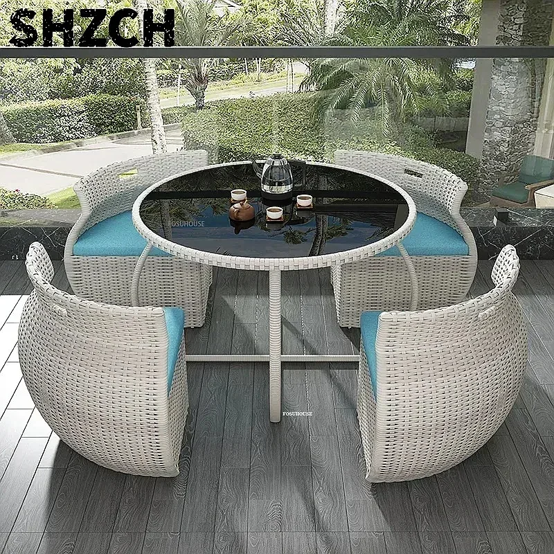 Outdoor Rattan Furniture Set Creative Garden Table and Chairs Set Three Piece Combination Balcony Small Dining Table Set r
