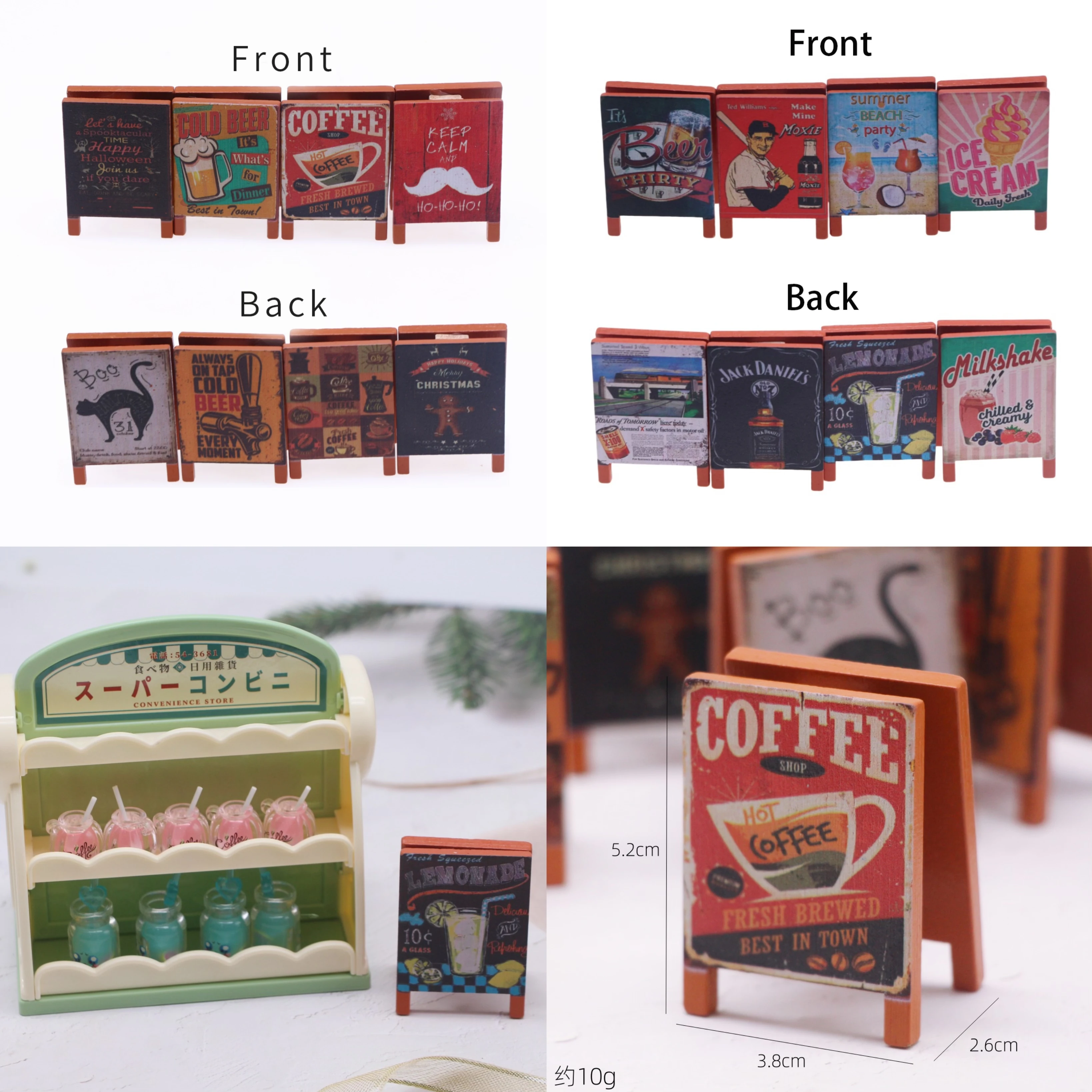 1Pc Hot Selling Dollhouse Mini Wooden Photo Clip BJD Miniature Japanese Grocery Shop Scene Creative Signboard Decor Prop Model