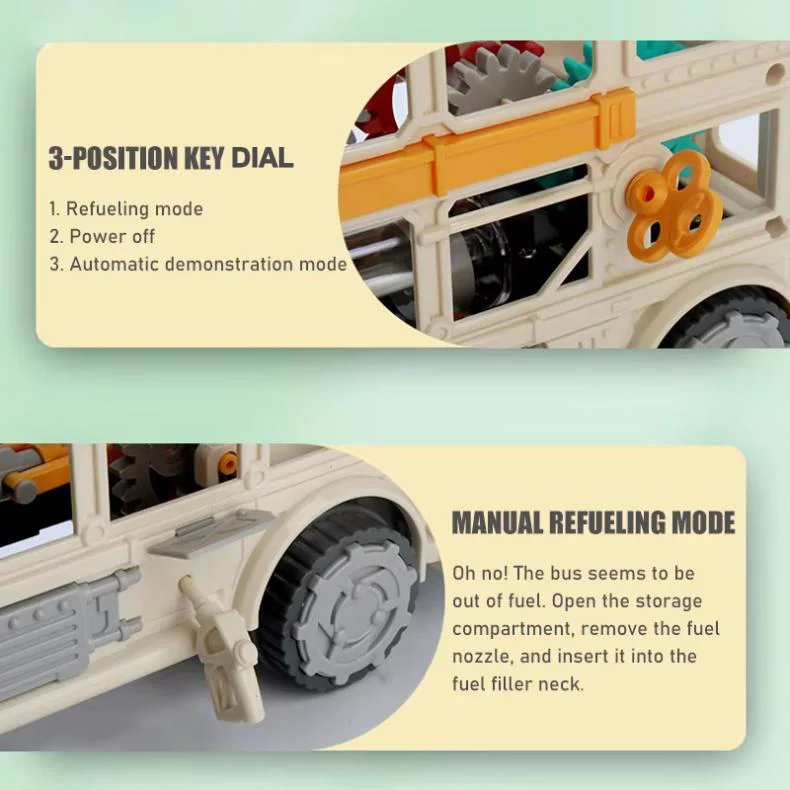 Electric Universal Retro Bus Model Colorful Music Light Gear Double-decker Bus Toy Car