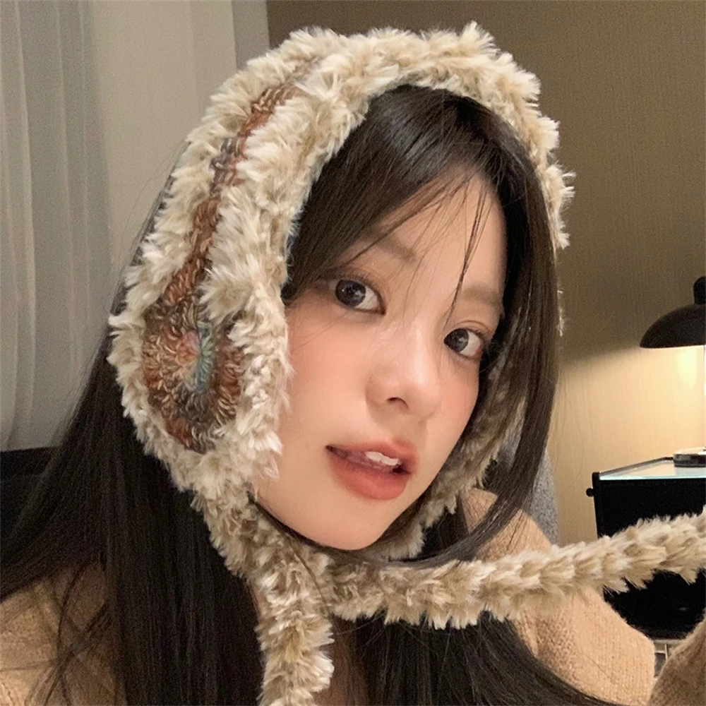 Fashion Winter Plush Earmuffs Women Soft Stretch Knit Ear Headband Thickened Crochet Ear Warmer Hair Band Orejeras De Invierno