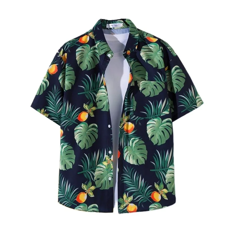 Summer Men's Retro Hawaiian Beach Printed Short Sleeve Shirt Loose Casual Handsome Seasied Beach Vacation Travel Floral Shirt