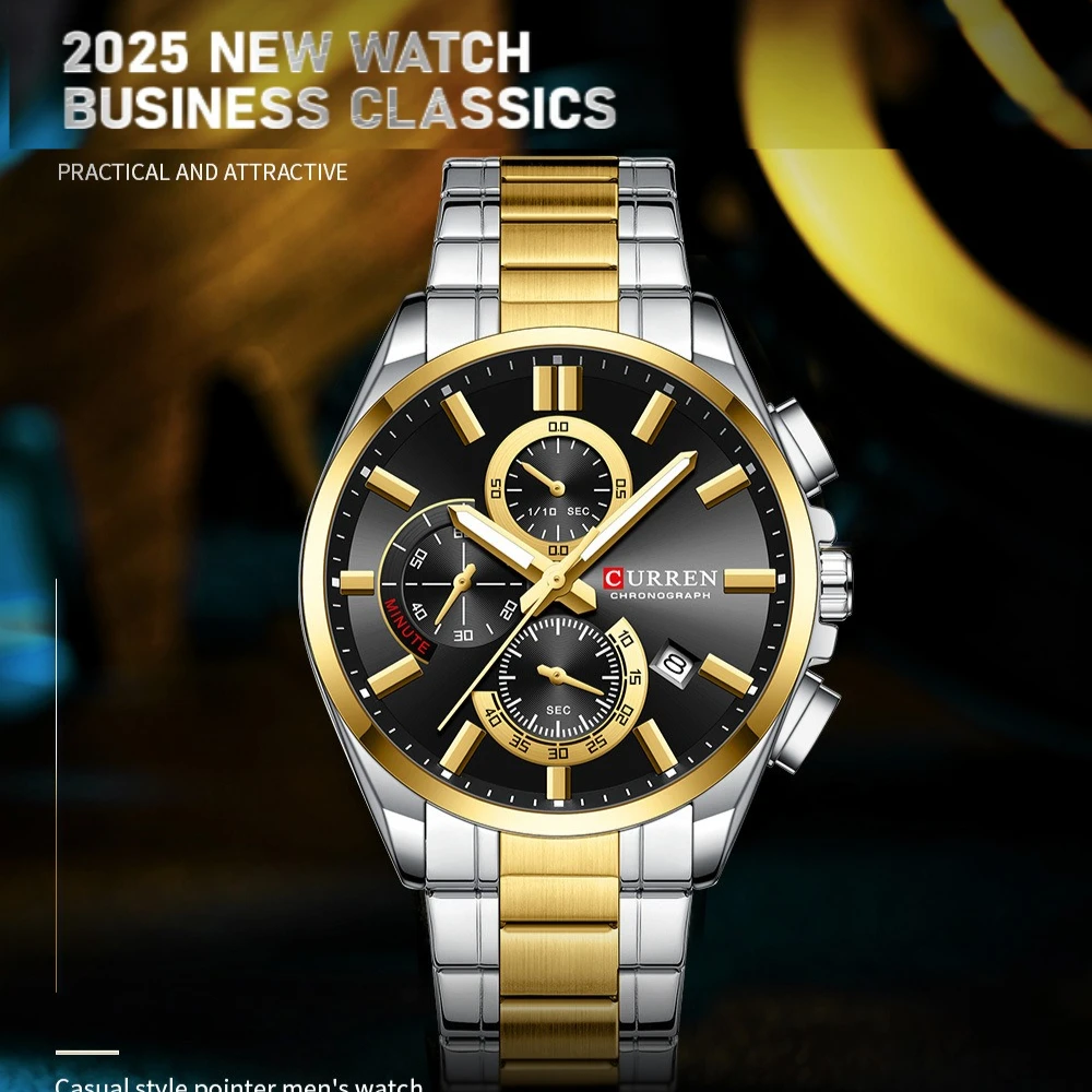 

Curren Watches for Men 8475 Multi Functional Calendar Waterproof Luminous Steel Strip Luxury Watch Fashion Mens Watch Hombre