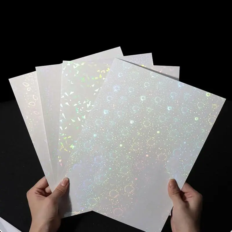 A4 Holographic Lamination Film 5Pcs Self Adhesive Sticker Sheets Waterproof Transparent for Labels and Scrapbook view 2