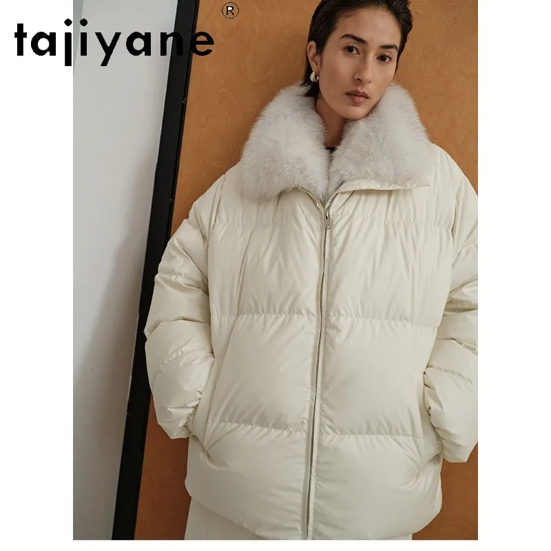 TAJIYANE 90% White Goose Down Coats Women Winter Coat Fox Fur Collar Puffer Jacket Warm Down Jackets Thicken Пальто Женское Chic