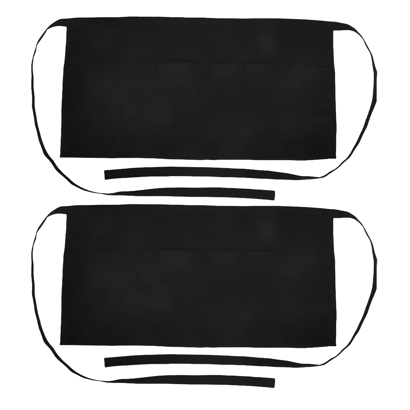

2pcs Half- Apron Waterproof Oil-proof Black Short Catering Waitress Kitchen Chef Cooking Cleaning Pockets