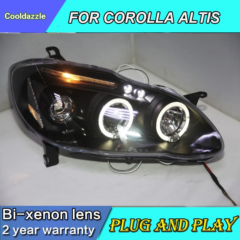 For TOYOTA Corolla Altis LED Angel Eyes Head Lamp 2001-2006 Year JY