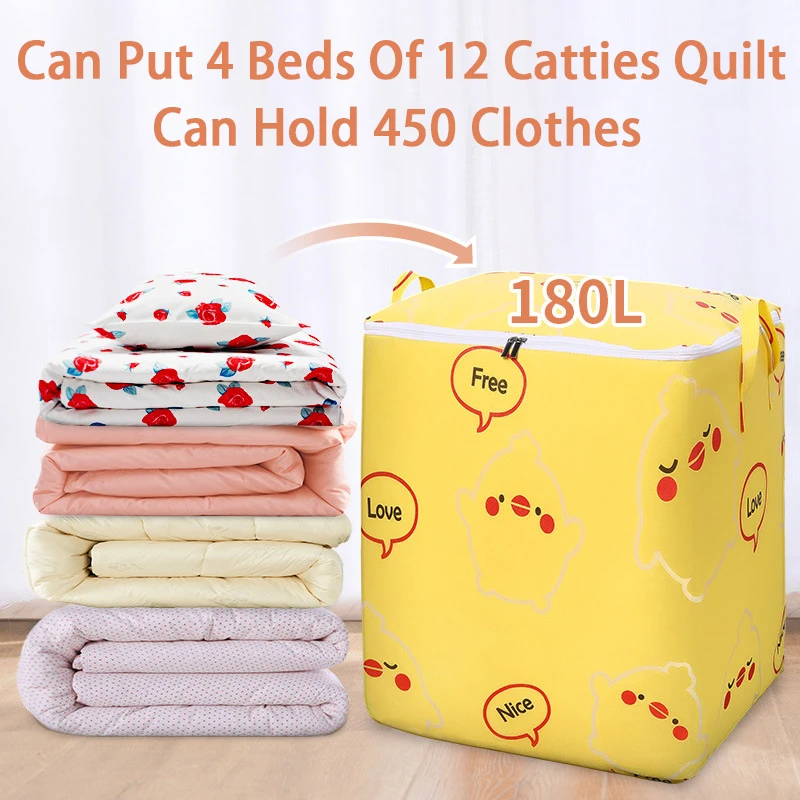 

Clothes organizer Foldable Comforter Storage Bag Household Clothing Storage Box Dustproof Non-Woven Home Large Quilt Storage