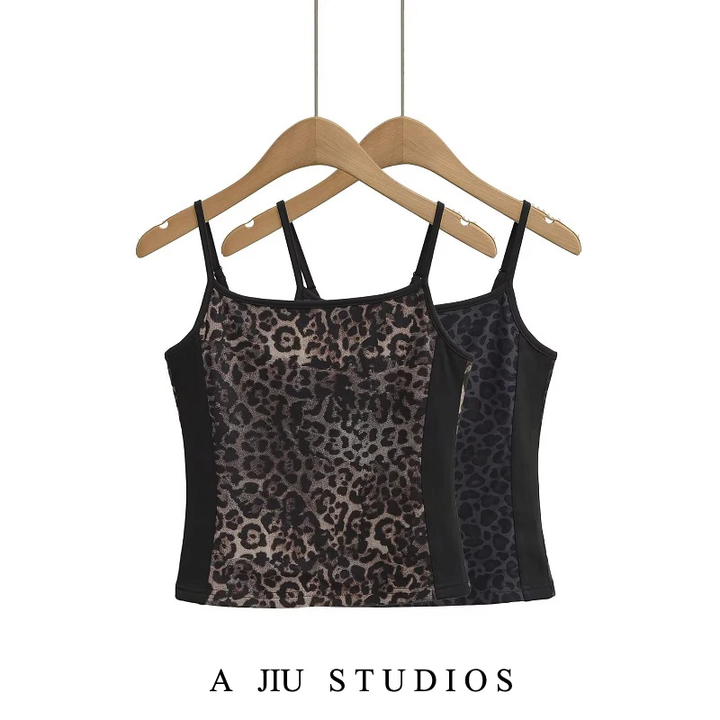 

Street Sle сексуальный жилет с леопардовым принтом на бретелях, женский летний наряд, облегающий топ, внутренняя одежда, верхняя одежда ow Ba Thin