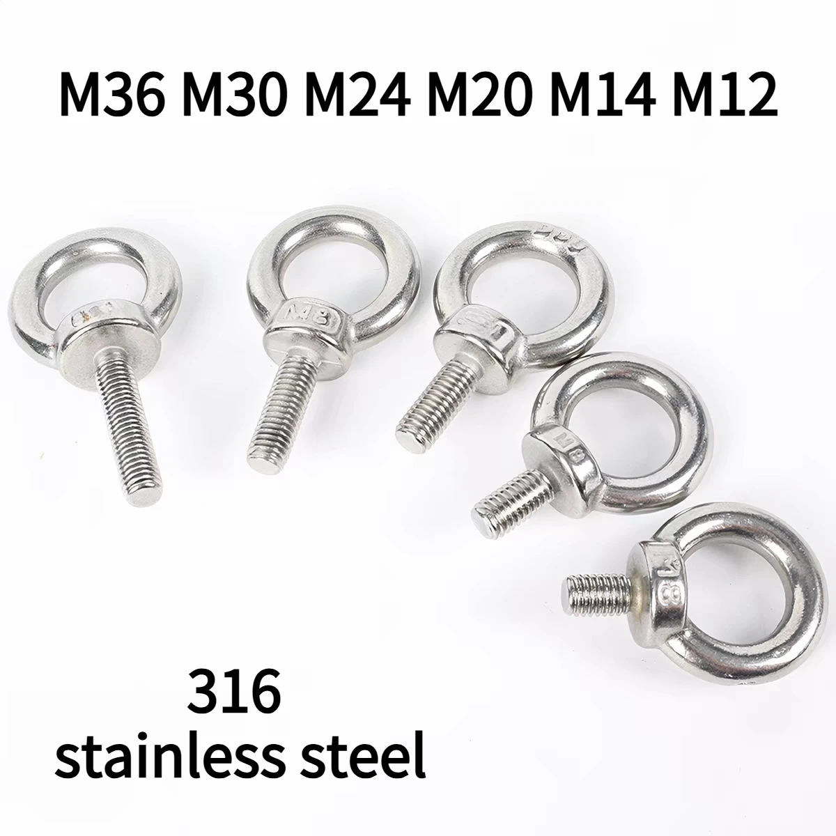 M36 M30 M24 M20 14 M12 316 stainless steel ring bolt, sturdy and durable, corrosion-resistant, marine lifting lug, lifting ring