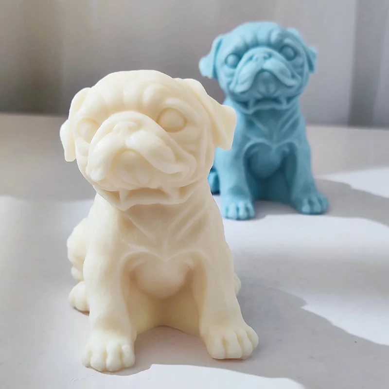 3D Bulldog Candle Silicone Mold Cartoon Puppy Soap Resin Plaster Making Mould Chocolate Cake Ice Baking Tool Desk Decor Pet Gift