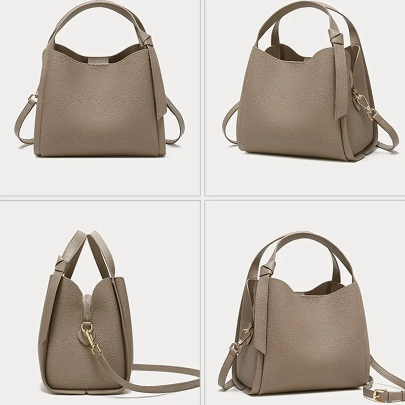 

Retro Fashion Bucket Bag for Women Casual Portable Commuter Crossbody Pouch Large Capacity Soft Leather Tote Shoulder Bag