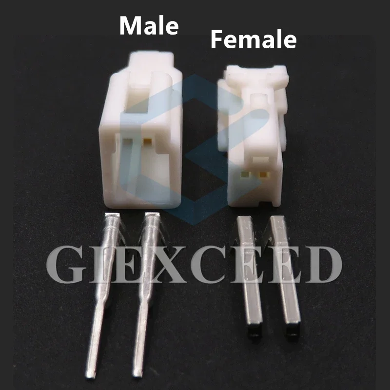 2 Sets 2 Pin Automotive Rearview Mirror Maleplug Female Socket 0.7 Seires Auto Unsealed AC Assembly Wiring Cable Connector