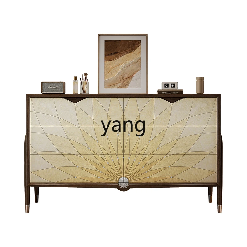 

LMM Solid Wood Chest of Six Drawers Modern Entrance Cabinet Black Walnut Bedroom Locker Drawer Side Cabinet