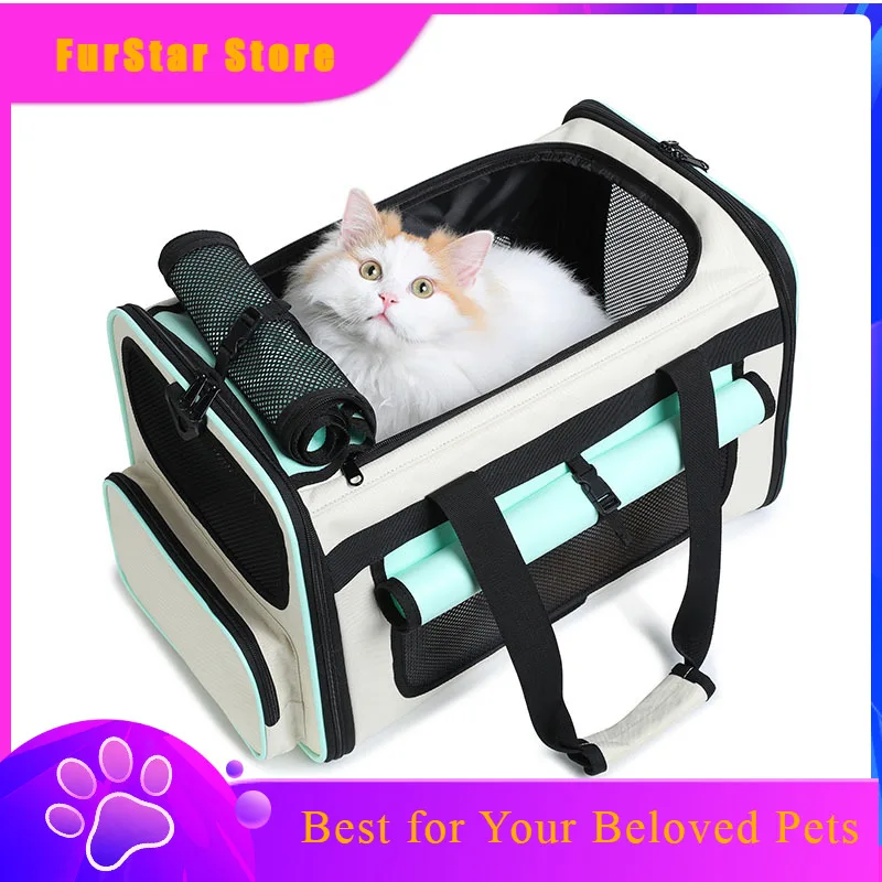 FurStarCat Carrying Case Pet Dog Travel Carrier Soft-Sided Cat Bag Airline Approved Collapsible Cat Carrier Dog Carrier For Dogs