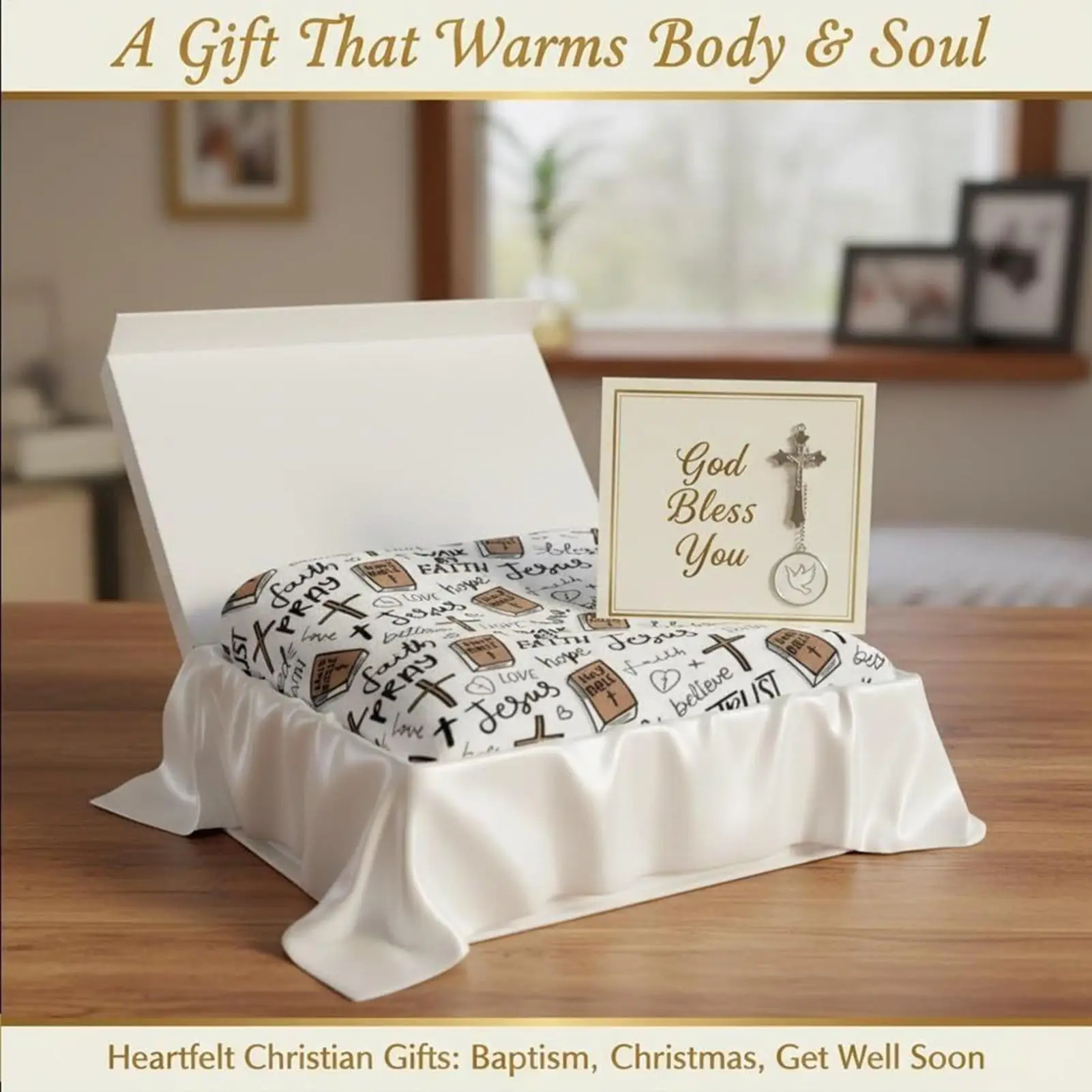 Christian Blanket Soft Jesus Warm Religious Lightweight Collectibles Religious Throw Blanket For Restaurant Hotel Garden Indoor