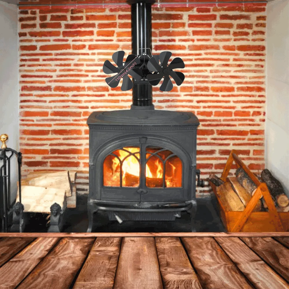 12 Blade Wood Stove Fan Heat Powered Fireplace Fan Log Wood Burner Eco-fan Quiet Fireplace Fan Heater Efficient Heat Distributio