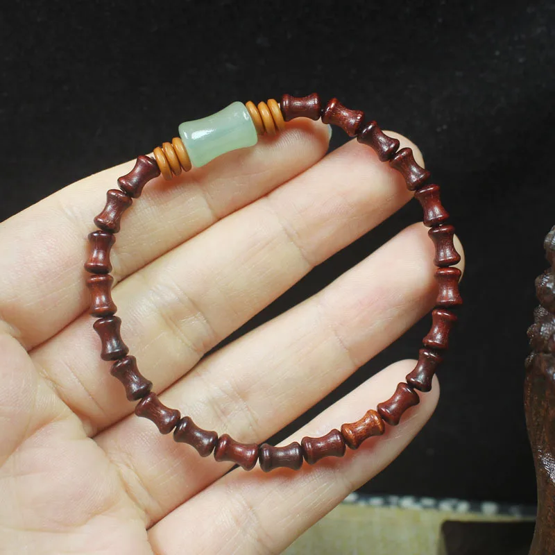 Wooden Red Sandalwood Mini Bamboo Joint 5*7 Bracelet Men and Women Crafts Ornament Buddha Beads Rosary