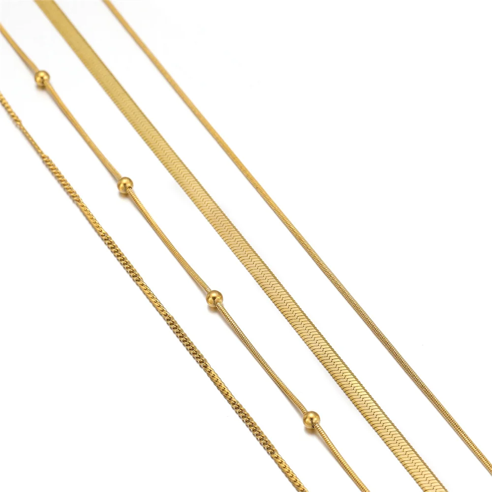 5pcs 40 + 5cm catene di serpente In acciaio inossidabile color oro In collane sfuse gioielli di moda fai da te catene regolabili catena a maglie