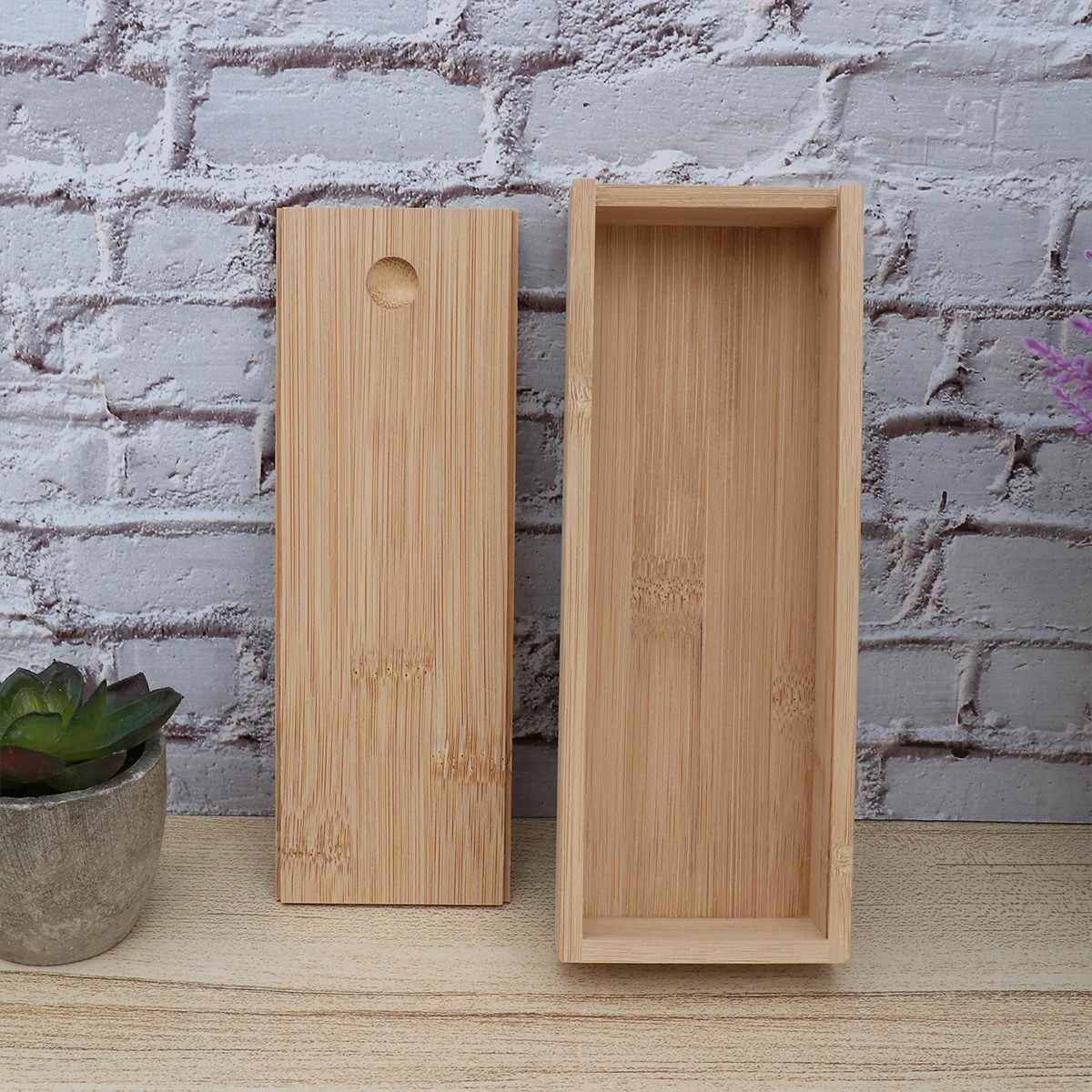 

Sliding Bamboo Box Wooden Storage Container Vintage Books Organizer For Snacks Sundries Houseware Gift Packaging Box