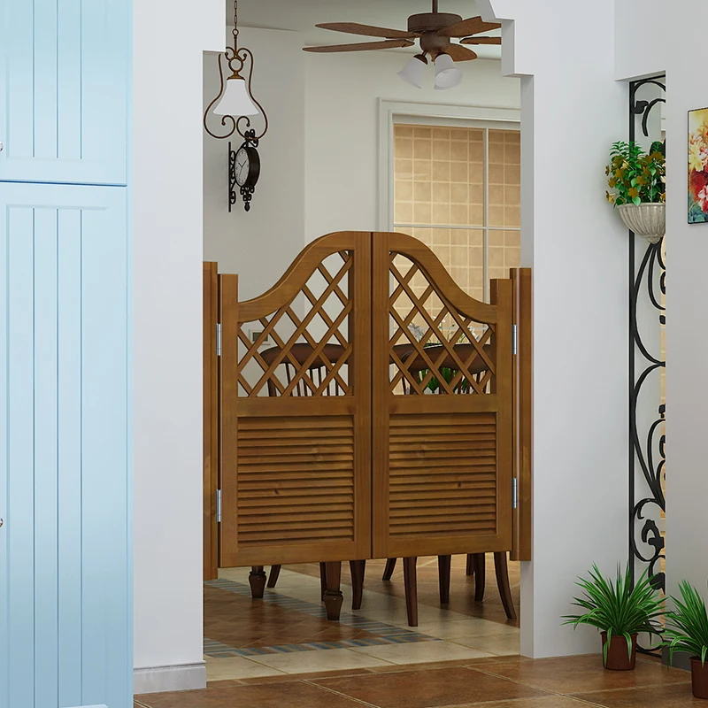 Retro solid wood bathroom opposite indoor waist  denim solid wood fence aisle corridor door porch