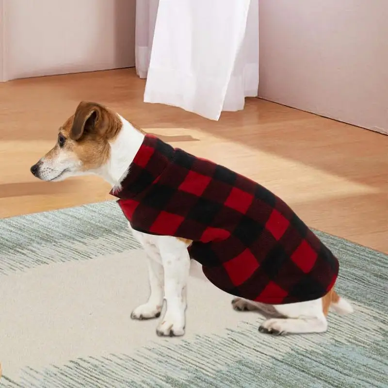 Dog Fleece Vest Soft Warm Polar Fleece Plaid Vest For Dogs Cold Weather Dog Winter Sleeveless Clothes For Small Medium And Large