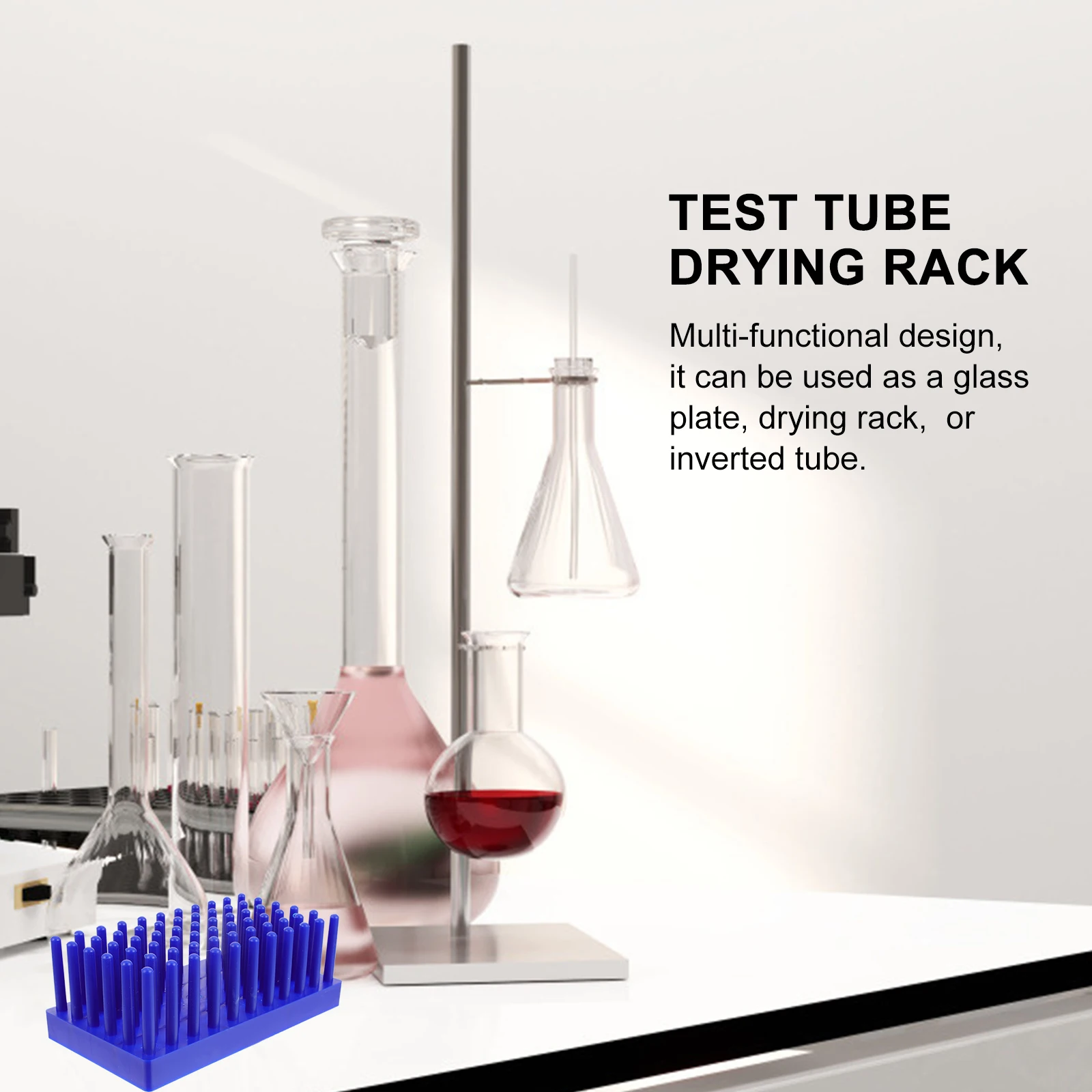 

Multi functional Test Tube Rack Laboratory Holder Drying Stand Plastic 66 Places Large Capacity Lightweight Easy to Carry Store
