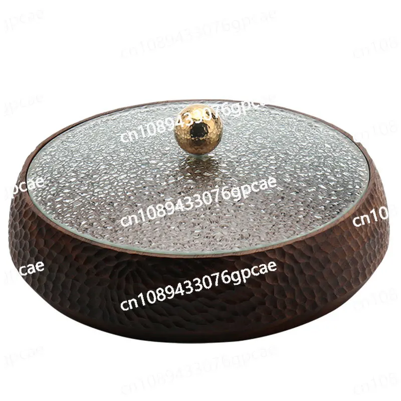 Solid Wood Dried Fruit Box with Lid New Chinese Nut Storage Box Black Walnut Whole Wooden Snack Plate Handmade Retro Fruit Plate