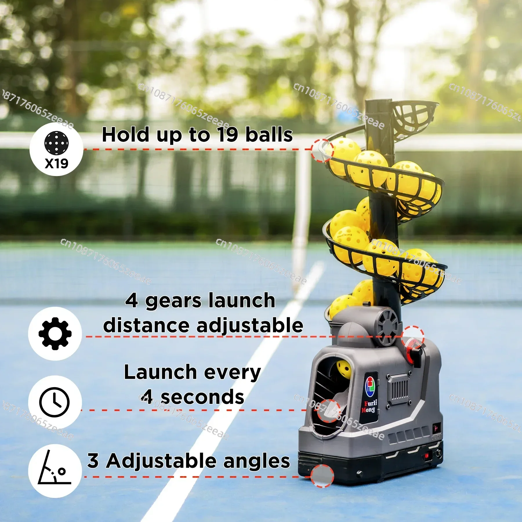 681PBH Pickleball Machine with Auto Swing, 3 Angles & 4 Speeds Adjustable, Portable Pickleball Launcher for Beginners