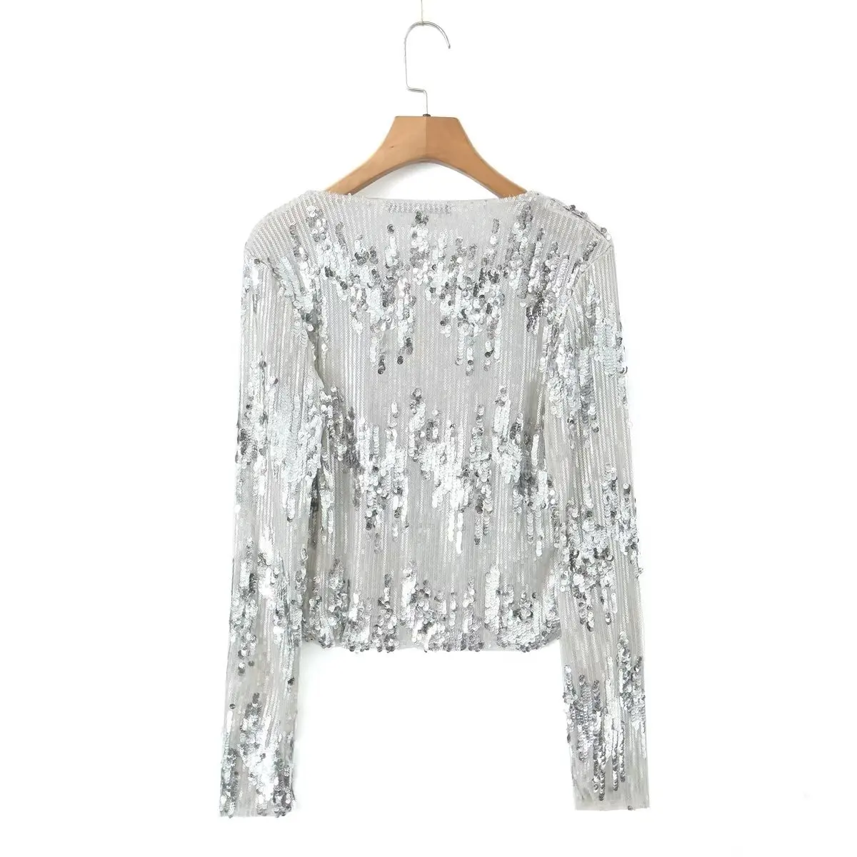 Herbst Damen Pailletten Rundhals Strick pullover