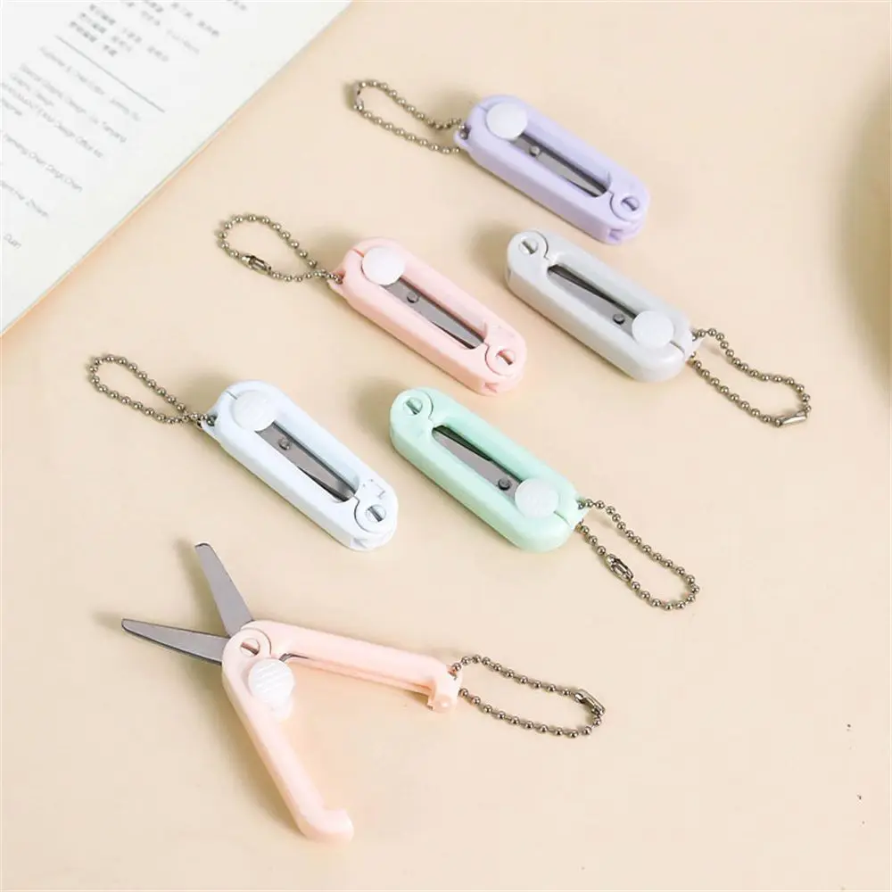 Mini portátil Folding Scissors, Morandi Simples Ferramenta de Arte de Corte de Papel, Criativo Estacionário, Escritório e Material Escolar