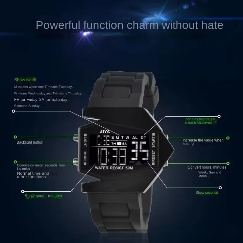 Aircraft Watch Multi functional Children's Sports Simple Night Light Electronic Watch