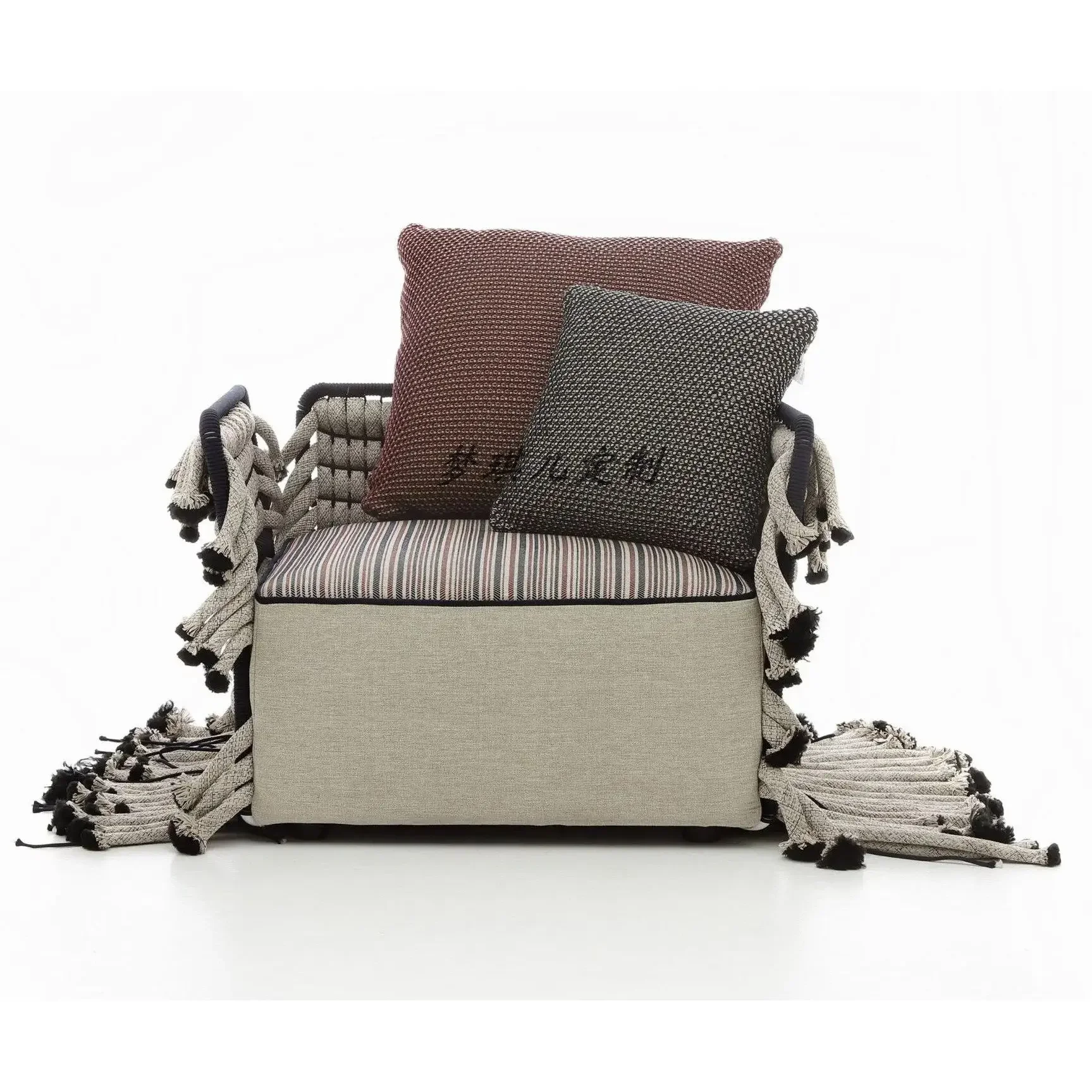 Tassel decorative sofa gray fabric single sofa creative home Internet celebrity leisure chair