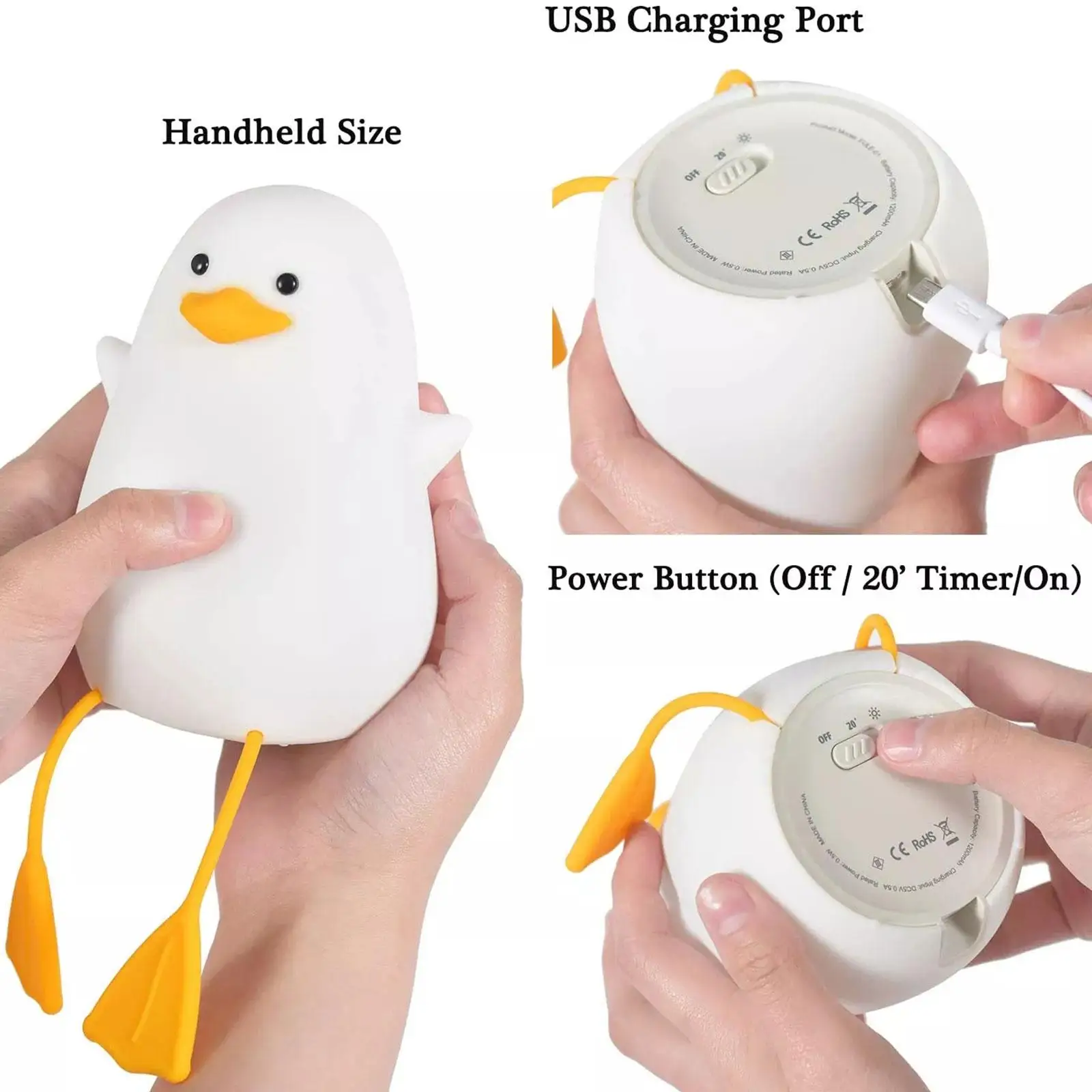 Usb recarregável pato nightlight patting interruptor crianças miúdo quarto lâmpada de cabeceira decoração atmosfera lâmpada mesa presente aniversário