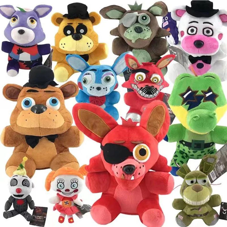 18cm FNAF wypchane pluszowe zabawki Freddy Fazbear niedźwiedź Foxy królik Bonnie Chica Peluche Juguetes 5 nocy w Freddy Plushie zabawki prezenty